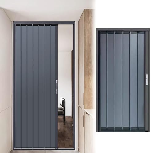 izable låsbar hopfällbar skjutdörr aluminium insynsgrind för lager skafferi rumsavdelare garderob kök 140 x 200 cm (BXH) säker och solut