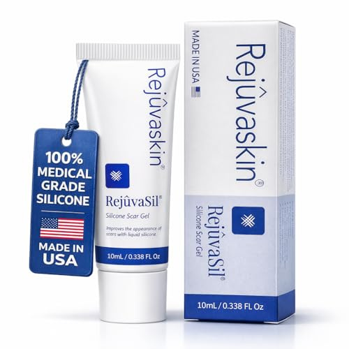 Rejuvaskin RejuvaSil Silicone Scar Gel, Scar Treatment for Surgical Scars, Burns, Keloids, Acne Scars on Face & Body, 0.33 ounce