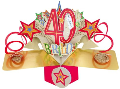Grattis på 40:e födelsedagen popup-gratulationskort original Second Nature 3D pop up-kort
