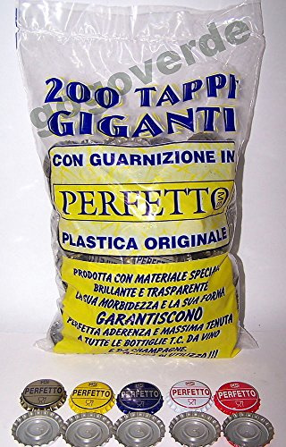 Tappi a corona Perfetto d.29 con bidule basso 200 pezzi colori assortiti