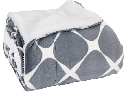 Elegant Comfort Luxury Ultra-Plush Velvet Touch Fleece Throw Soft, Warm, Cozy| Micromink Sherpa-Backing Reversible Blanket for Bed, Sofa and Couch, (50 x 60), Bloomingdale Grey