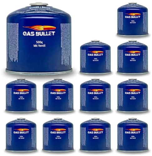Gas Bullet ® Gaskartusche 500g passend für Gaskocher und Geräte mit Schraubventilanschluss | Gaskartusche EN417 | Ventilkartusche für Camping (12)