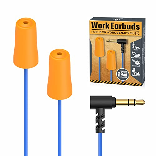 Hearprotek Earplug Earphones for Work, Safety Foam Earbuds Noise Reduction for Ear Protection-Suitable for Work Shift, Construction, DIY, Lawn Mowing