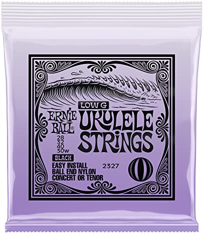 Ernie Ball Concert/Tenor Schwarze Ukulele-Nylonsaiten und gewickelte G-Saite mit Kugelenden