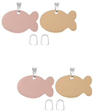 ULTECHNOVO 4st Fiskformade Id-brickor i Rostfritt Stål För Hundar Dekorativa Hängande Hundtags För Utomhusbruk Unika Och Eleganta Hundaccessoarer