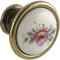 SCHÖRGHOFER & FREHE Bouton de meuble rose Ø 29 mm – Poignée en porcelaine style maison de campagne – Bouton de porte pour meubles, porcelaine peinte, zinc moulé sous pression laiton vieilli