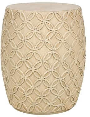 Beliani Beistelltisch Beton und Glasfaser beige rund ⌀ 33 cm Struktur modern Zogno