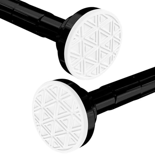 wintfarm Extendable Shower Curtain Poles 60-290 cm,No Drill Tension Rod Adjustable Shower Curtain Rail,Non-Slip,Never Rust,304 Stainless Steel,for Bathroom,Kitchen(Black, 60-290 cm/23-114 in)