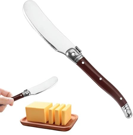 Watlikeup 1PCS Butter Knife Spreader,Brown Butter Knives,Durable Stainless Steel Butter Cutter,Butter Spreader for Smooth Spreading Butter Cream,Stainless Steel Spreader Knife Ideal for Jam,Cheese