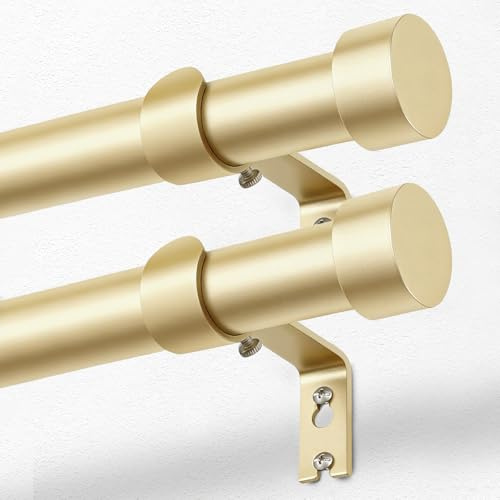 KAMANINA Barra Cortina Dorada, 2 Piezas Barra Cortinas Extensible 80-148 cm