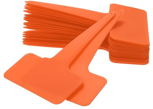 sourcing map Lot de 100 grandes étiquettes de plantes de 10,2 cm en forme de T pour parterres de fleurs, pots de légumes, orange