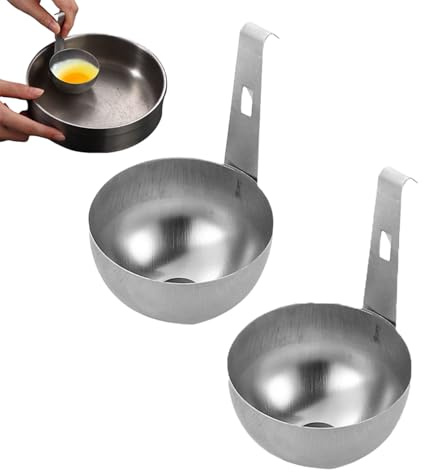 2 stampi per uova in camicia, in acciaio inox, per uova sode perfette, antiaderente, strumento da cucina