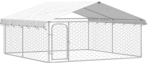 Chenil Extérieur avec Toit pour Chien, Chenil d'Extérieur Enclos Cage pour Chien Métal 300x300x150 cm