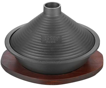 HAJHI Pentola Tajine Set con Base per Hotel Ristoranti Ghisa Tajine Induzione Marocchina Cottura Frutti di Mare per Gas Fornelli(24cm)
