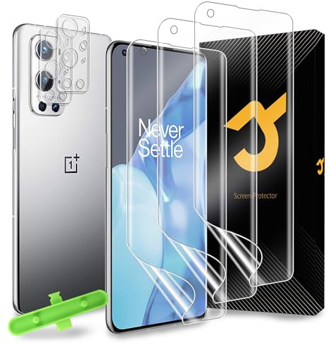 JZG 3 Pack Screen protector for OnePlus 9 Pro(SOFT), 2 Pack Camera Lens Protector, Support Fingerprint Unlock, Easy Installation, Anti Scratch, HD Clear