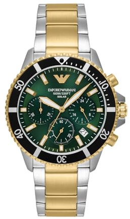 Emporio Armani Herren 43MM Zweifarbige Edelstahluhr, AR11695