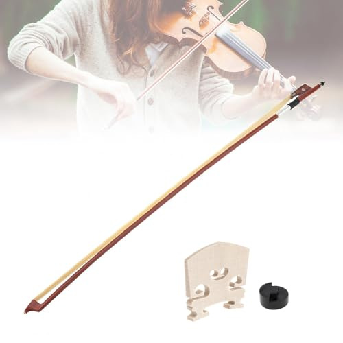 Brazilwood Rosewood Frog Violin Bow, Professional 4/4 Full Size Rosewood Frog Violin Arbor, Well Balance Fiddle Bow with Sheepskin Bow Grip White Horse hair for Student Professional