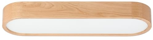 STOLARNIA PIKA Deckenlampe - Oval Holz Deckenleuchte Eiche 3xE27 (68x20 cm) - Modern Beige Lampe für Schlafzimmer, Wohnzimmer, Flur, Küche - Stilvolle Eichenholz LEJA
