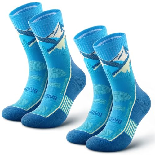 CAMBIVO Calze Trekking Merino Lana Uomo Donna, Calze Sportive Anti Vesciche, Calzini da Corsa, Traspiranti e Acolchati, per Escursionismo, Running, Montagna, Ciclismo, Lavoro, Sport e Moda, 2 Paia