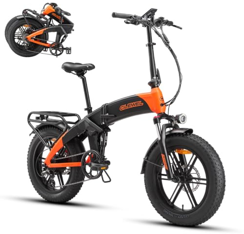 GLEWEL ELITE Vélo électrique Fat Tire Pliant pour Homme, Double Suspension à Air, Moteur 60 Nm, Shimano 8 Vitesse, Autonomie 75+ km, Freins hydrauliques, Lumières LED avec Flèches et Stop