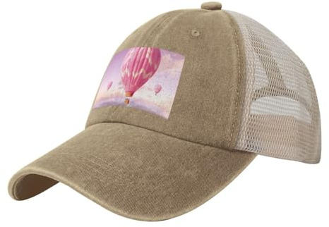 Pink Hot Air Balloon Baseball Cap Men Classic Cowboy Mesh Golf Cap Dad Hat Adjustable Trucker Hat for Women