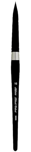 Silver Brush Limited 3000S-16 Black Velvet Round Paintbrush for Watercolor, Gouache, Inks, & Dyes, Size 16, Short Handle