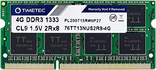 Timetec 4GB DDR3L 1333MHz PC3-10600 Non-ECC Unbuffered 1.35V CL9 2Rx8 Dual Rank 204 Pin SODIMM Laptop Notebook PC Computer Speicher RAM Modul Upgrade