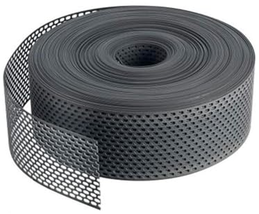 60m Grille d'égout 100mm Noir PVC, perforation ovale, ventilation façade/toit