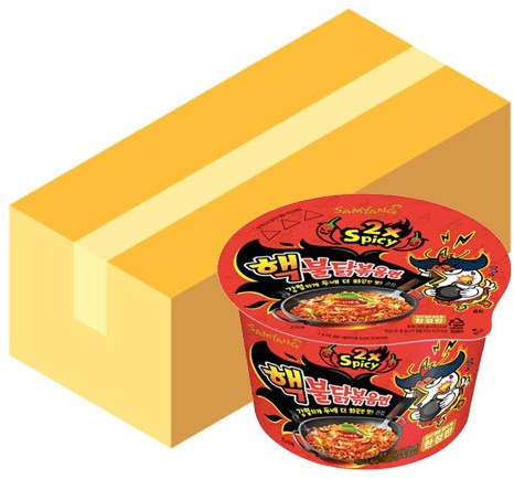 Samyang Korean Spicy Hot Chicken Flavor Ramen 2x Spicy Big Bowl 16 x 105 Grams