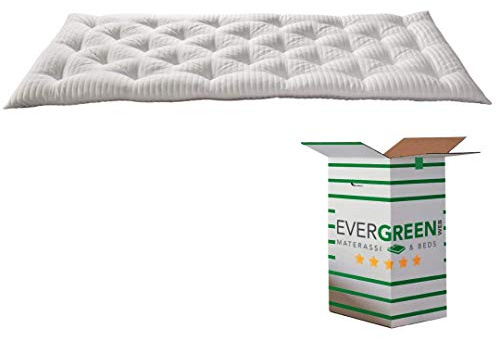 Evergreenweb - Correttore Materasso in Lattice Singolo 80x190 h 7 cm, Topper Letto, Coprimaterasso Imbottitura Fiocco 100% Effetto Piuma Anallergico Morbido, Futon Ortopedico, Fodera Bianca Antiacaro