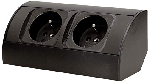 Orno AE-1303/B Ecksteckdose 2 Fach, Ideal für Küche, Büro und Arbeitsplatte 45° Aufbau-Montage 3680W Standard-Steckdose: French (typ E) (schwarz)
