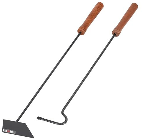 KOTARBAU® Rascador + Atizador para chimeneas, estufas, barbacoas, Atizador para remover las brasas, leña o carbón, Accesorio de chimenea, Rasqueta cenizas, Atizador de fuego, Metal resistente