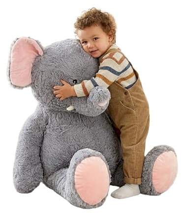 The Magic Toy Shop Jumbo Elephant Soft Toy 100cm / 40 - Giant Stuffed Animal Plushie with Floppy Ears - Large Grey Cuddly Plush Teddy for Kids & Adults, Boys & Girls