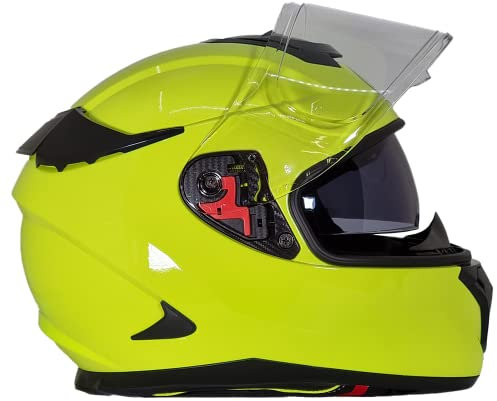 BHR Casque Intégral 813 RACE | Homologué ECE avec Visière Solaire | Pour Hommes/Femmes | Jaune Fluorescent | Taille XL