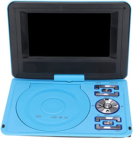 Mini Lecteur DVD Portable de 6,8 '', avec écran Panoramique LCD HD Pivotant à 270 °, Prise en Charge de la Carte USB/SD/Sync TV et de Plusieurs Formats de Disque, pour Les Enfants(Bleu)