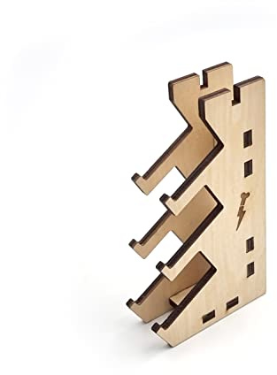 FlashBone Fingerboards | 3 + 1 fingerboard Rack | (4 fack mini) | med FlashBone logo (Light Wood) | ljust trähållare, stativ, hylla för 4 fingerskateboards med tillbehör