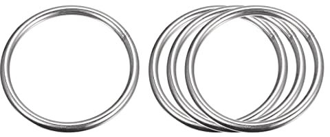 sourcing map 4 Stück O Ringe Edelstahl 304 Metallringe, 80 mm Außendurchm. 6 mm Dicke Geschweißter O-Ring für Befestigung Schrauben Haken Campinggürtel Hundeleinen Taschen Paracord Zubehör
