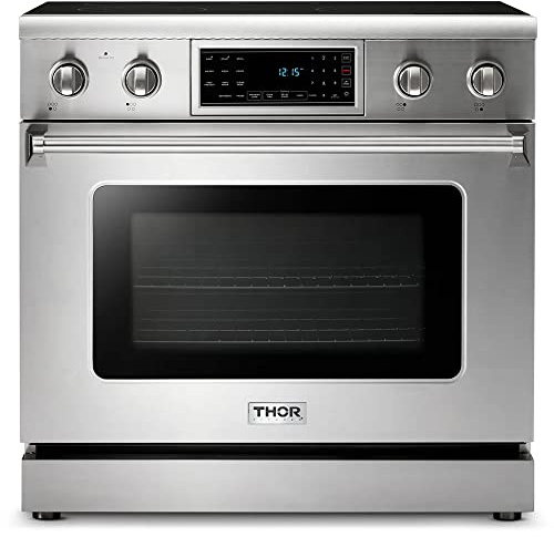 THOR Kitchen 36-Inch Electric Range with Tilt Panel and Self-Cleaning Oven in Stainless Steel - Model TRE3601