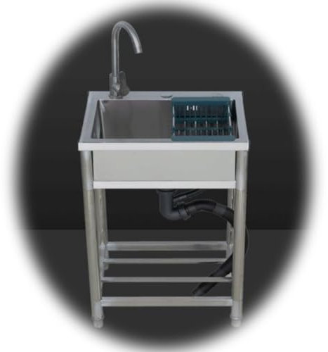 COKYIS Évier Utilitaire En Acier Inoxydable Evier INOX De Cuisine 1 Compartiment, Lavabo Restaurant Avec Robinet Chaud Et Froid, Meuble Evier Cuisine Pour Buanderie (Size : 50x40cm/20x15in)