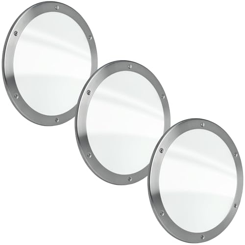 MLS Porthål B5000, Rostfritt Stål, 3-pack, 1 Ring, 250 mm, Klart Glas