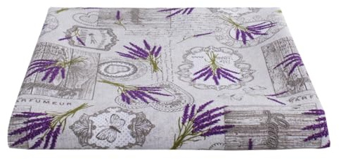 Tessuto Stoffa Loneta Cotone Fantasia Stampato Arredo Casa Tovaglie Cuscini Tappezzeria Tendaggi H 280 CM (Lavanda Lilla, Metro (100x280 cm))