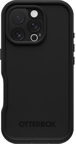 OtterBox Handyhülle FRĒ-Serie für iPhone 16 Pro, wasserdicht, mit MagSafe (entworfen von LifeProof), 60% recycelter Kunststoff, schlank und stylisch, Schwarz