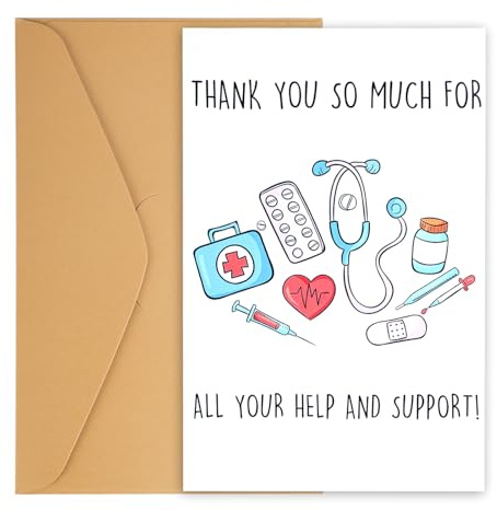 Gosknor Tarjetas de Agradecimiento con Sobre, Lindas Thank You Cards para Médicos Enfermeras y Personal Médico para Hombres Mujeres Preceptores Enfermería Regalos para El Día Médico para Él para Ella