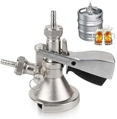 Tesmotor Kegverschluss Zapfkopf Typ A G5/8 Gewinde mit Überdruckventil, 304 Edelstahl Brauen Bierfass Fasshähne Bierzapfhahn für Heimbrausystem, Bars, Restaurants und Familienfeiern