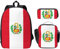 EdWal Rucksack mit Flagge von Peru, mit Lunchpaket, Federmäppchen, 3-teilig, leichte Büchertasche für die Mittelschule, Schwarz , Einheitsgröße
