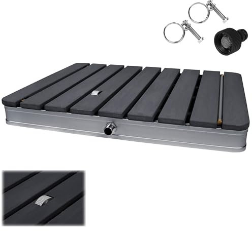 XMTECH WPC Douche de jardin Douche de sol Douche extérieure antidérapante Douche de camping Douche extérieure Douche sauna Douche rectangulaire 70 x 55 cm Pour camping, jardin, piscine, douche avec