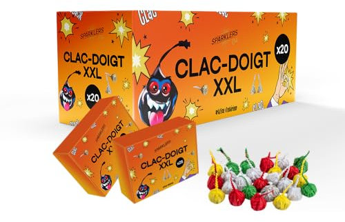 SPARKLERS CLUB Lot de 20 Boîtes de 25 Clac-Doigts XXL - 500 Pétards à Lancer - Animation Enfant et Fête - Effet Sonore Ludique - Catégorie F1 - sans Allumage ni Flamme