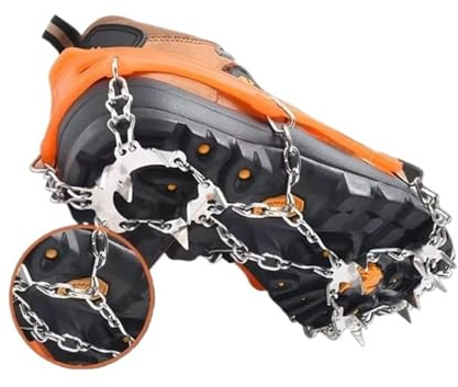 CSSHNL Cramponi Ramponi da Arrampicata, Copriscarpe da Sci, ramponi da Ghiaccio, ramponi da Neve ...(18 Teeth Black L)