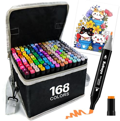 Alkohol Marker Stifte Set - 168 Farben Marker Filzstifte Twin Alkoholmarke
