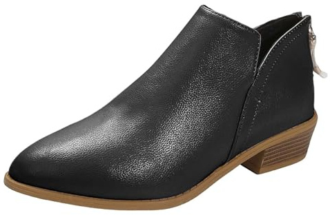 Generisch Women's Ankle Boots Suede Cowboy Boots Chelsea Boot Elegant Short Boots Orthopaedic Boots with Zip Autumn Winter Women's Boots Summer Boots Block Heel Transition Boots, darkgray, 6 UK